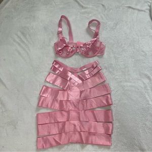 NWOT Strappy Corset Skirt Set